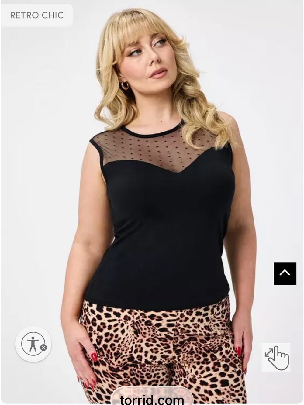 torrid Black retro chic Polka Dot Sheer Yoke Sleeveless Top